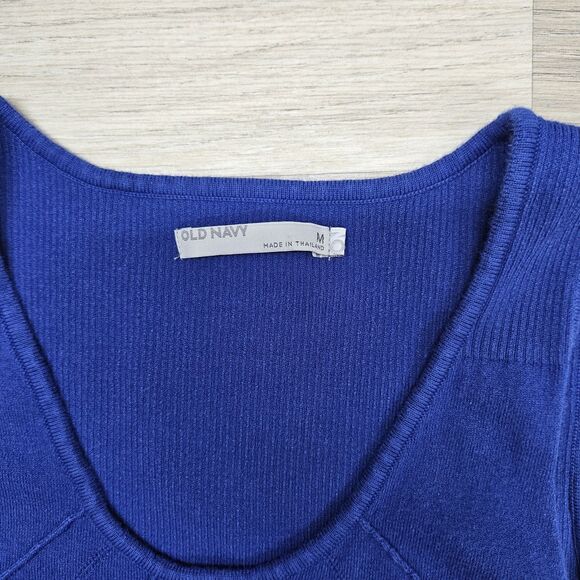 Old Navy Womens Blue Sweater Tank Medium Y2K Ribbed Blouse - Picture 3 of 5